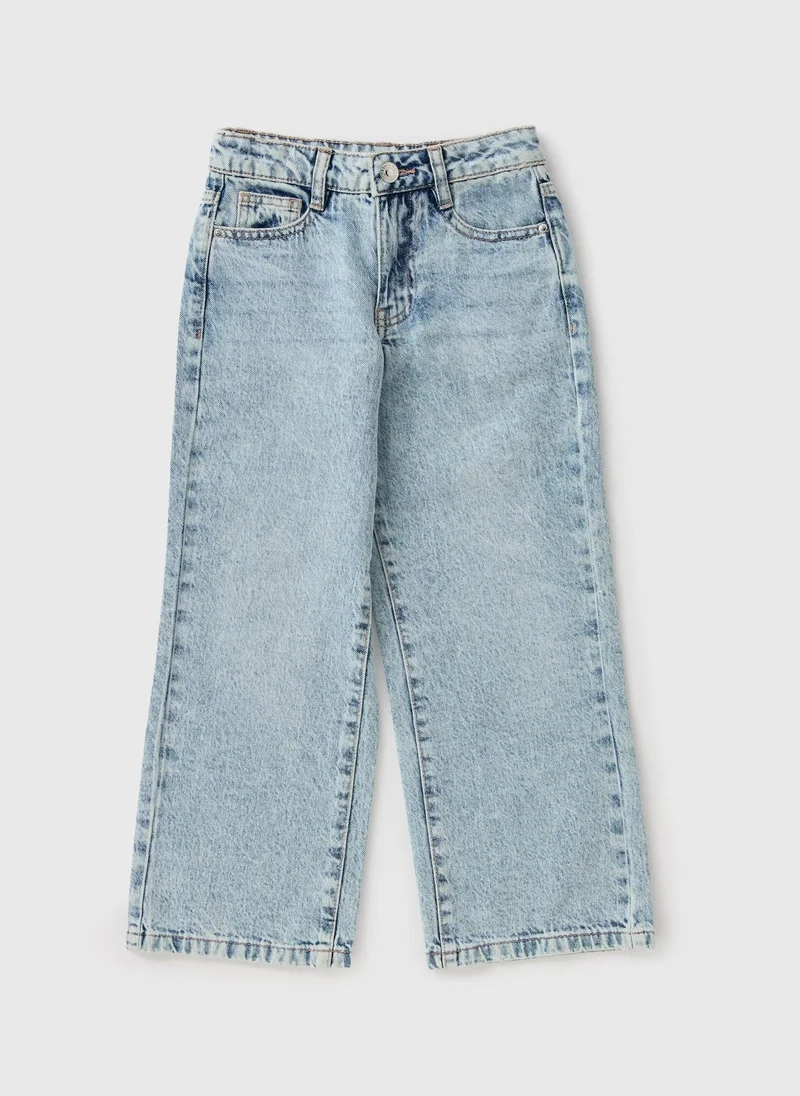 ماتلان Girls Light Wash Wide Leg Jeans